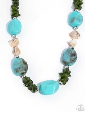2/$10 Paparazzi Coastal Cha Cha - Blue Necklace